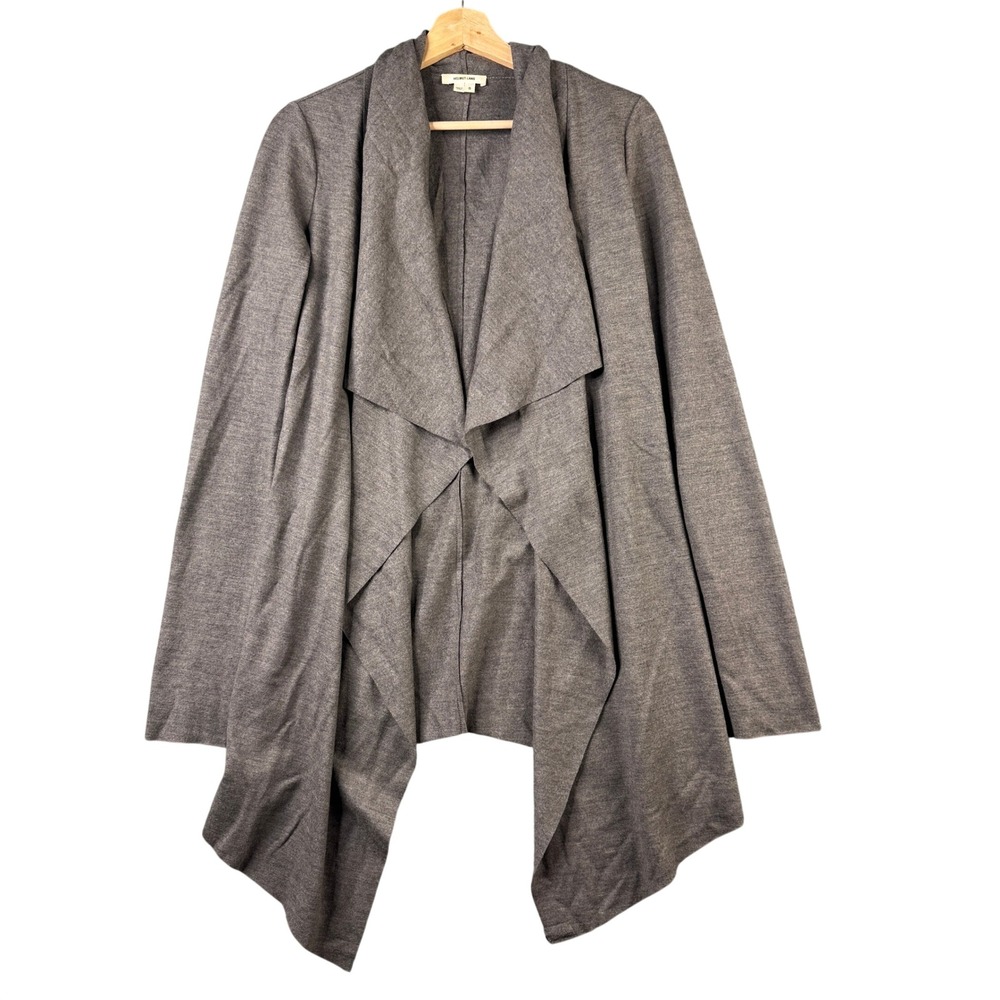 Helmut Lang Sonar Wool Drape Cardigan Gray Leather Trim B08HW401 Size S